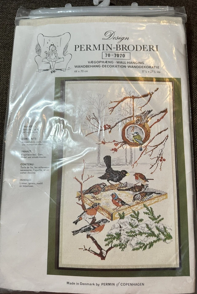 NUEVO Permin Danés Dinamarca Punto de Cruz Kit Aves Alimentador Ramas 17x27 Foto 2 de 4