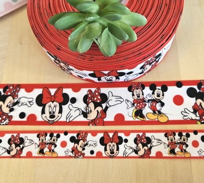 7/8 & 1.5'' (1 YD) Minnie Mouse Grosgrain Ribbon Mickie Mouse Disney