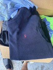 Men  s XL Polo Sweater Navy Burgundy Logo Long Sleeve Cotton