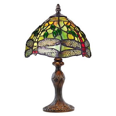 Handgefertigte grüne Buntglas Libelle Tiffany Lampe von Happy Homewares