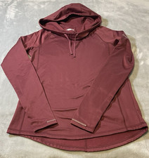 Columbia Omni-Wick Hoodie Burgundy Lightweight Pullover Women M Thumb Holes NEW