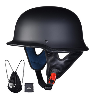 AHR DOT Approved German Style Motorcycle Half Helmet Chopper Cap M L XL