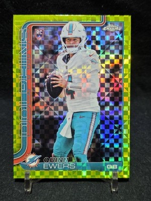 Topps 2025 Chrome NFL Quinn Ewers Lime Green X-Fractor (RC) Miami Dolphins #316