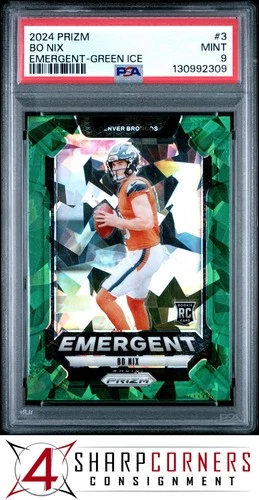 2024 PANINI PRIZM EMERGENT GREEN ICE #3 BO NIX RC PSA 9