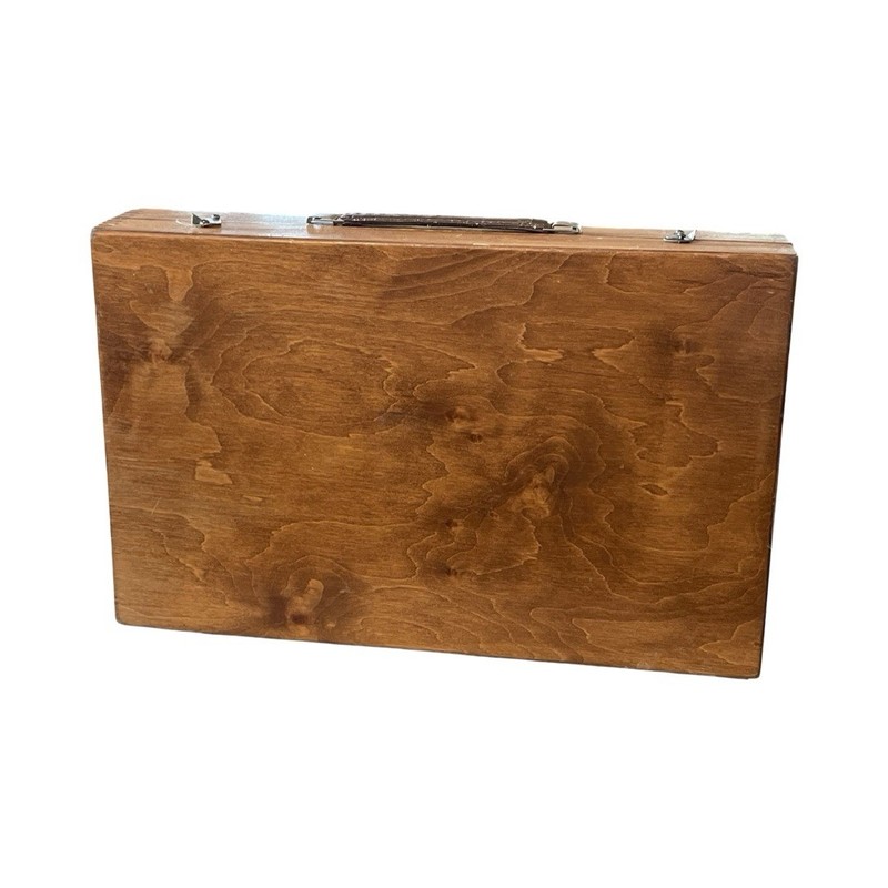 Vintage Wooden Art Box Artist Divided Suitcase Carry Case