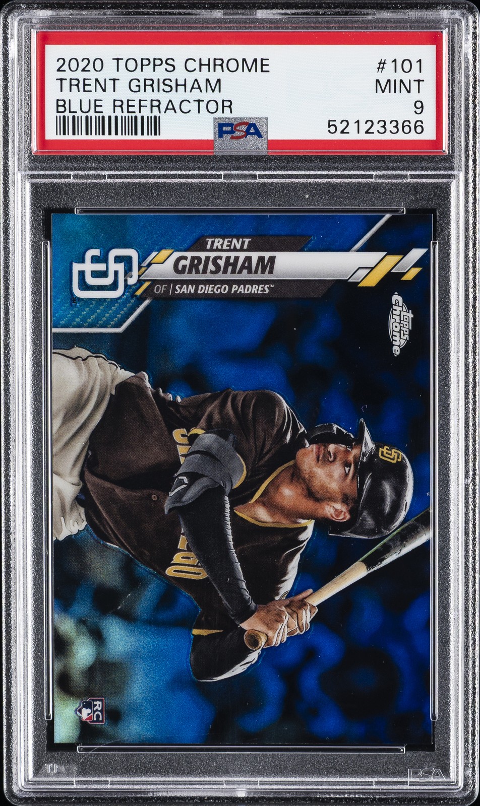 2020 TOPPS CHROME BLUE REFRACTOR #101 TRENT GRISHAM ROOKIE RC #/150 PSA 9