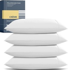 100 Egyptian Cotton Pillow Cases Queen Size Set of 4 - Luxury 1500 Series Queen