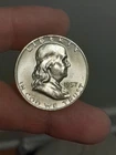 1957- D Franklin Silver Half Dollar BU