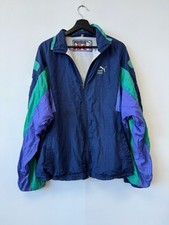 Vintage Puma ISC Jacket 2X Blue Green Purple Windbreaker ISC Retro 90s Vaporwave