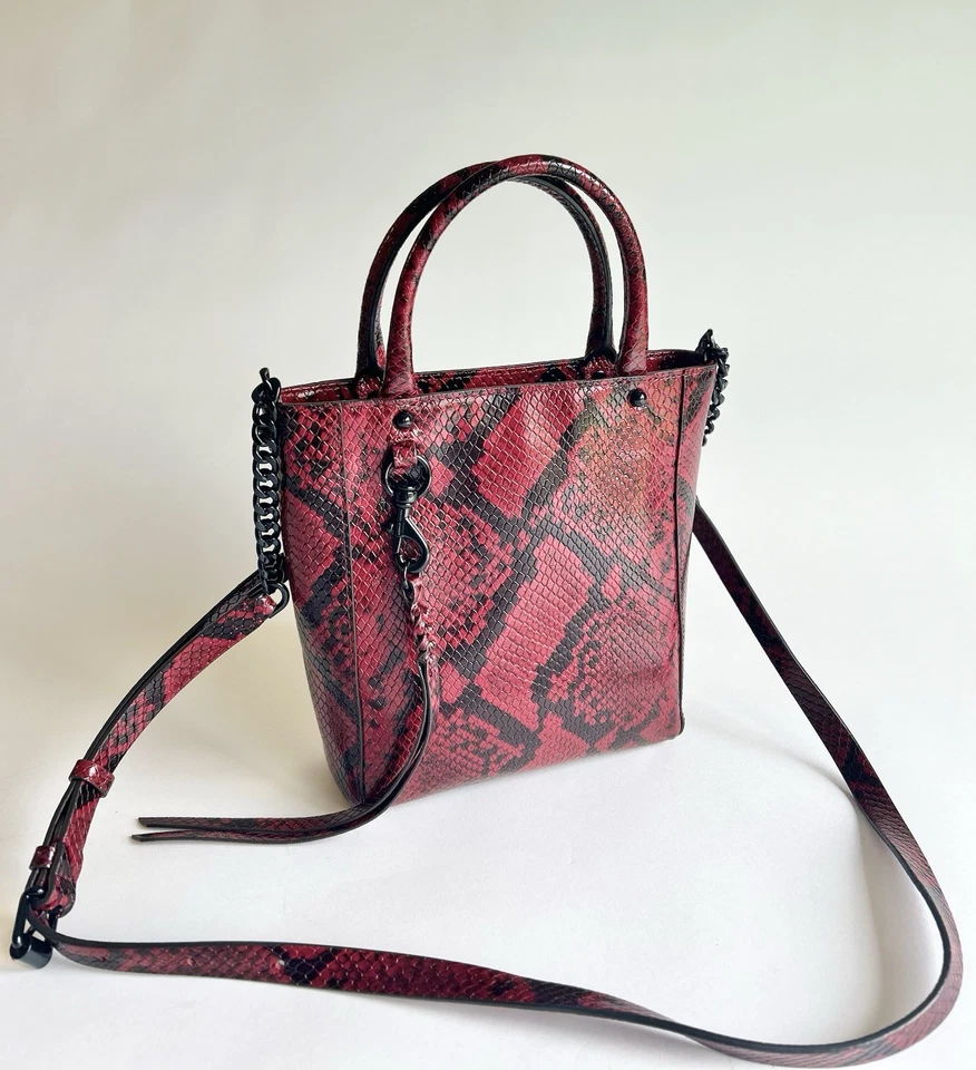 Bolso Bandolera Rebecca Minkoff Borgoña Negro Estampado Serpiente Cuero Pequeño Hombro Foto 3 de 4