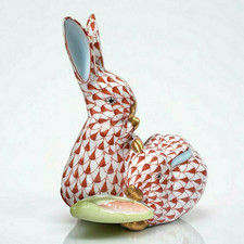 Herend 5346 VH Bunnies Rabbits With Corn Rust...