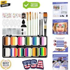 120g Large Capacity Face Painting Kit for Kids - 12 x 10g Non Toxic Water Act...