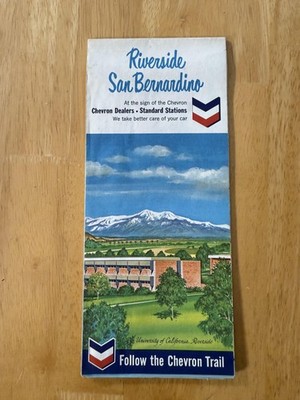 Vintage Chevron Standard Oil Riverside San Bernardino CA Street Map Blue Gas Oil