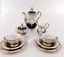 Meissen Mokkaservice B Form vergoldet Kobaltblau Goldbronze Top Zustand