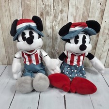 Disney Authentic Mickey  Minnie Mouse Americana Plush Toy 2pc Set Plushies
