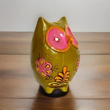 Vintage MCM 1970’s Ceramic Owl Piggy/Coin Bank, 7" Tall