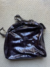 Rare Kate Spade DEEP PRUPLE Patent Leather Croc Pattern Shoulder Bag FREE SHIP