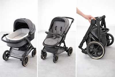 Kombikinderwagen & Sportwagen 2-in-1 Babywanne/Sportsitz grau/schwarz