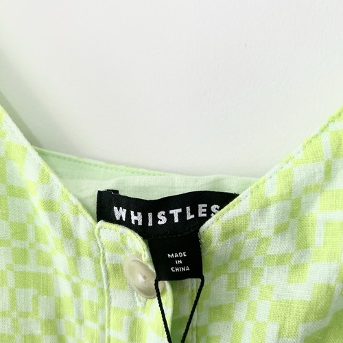 Whistles Checkerboard Linen Midi Dress Size 18 Bright Green RRP £159 - Picture 9 of 11