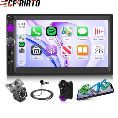 Doppel 2 DIN Autoradio 7'' Wireless Apple Carplay Android Auto USB Bluetooth Kam