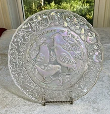 Imperial Glass "Twelve Days of Christmas" Carnival Glass Plates, Individ, V VG