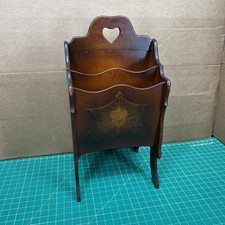 VTG Mcm 1950&rsquo;s Wood Side Chair Magazine Rack Free Standing  Stenciled PATINA
