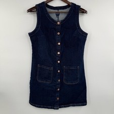GAP Denim Mini Shift Dress Women’s Size Medium Sleeveless Button Front Dark Wash