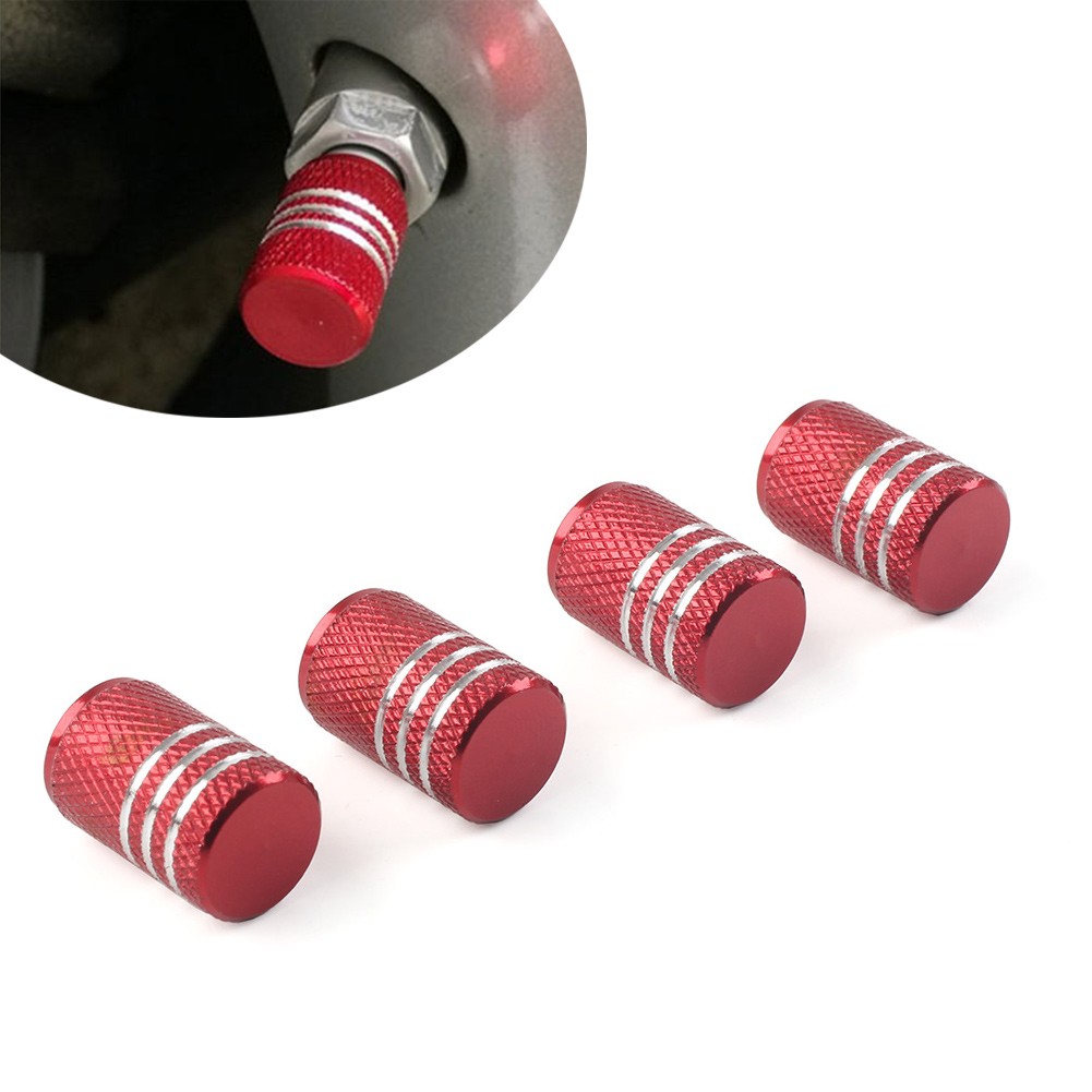 Car Tire Valve Stems Knurling Style Tyre Wheel Stem Air Valve Cap Aluminum 4Pcs