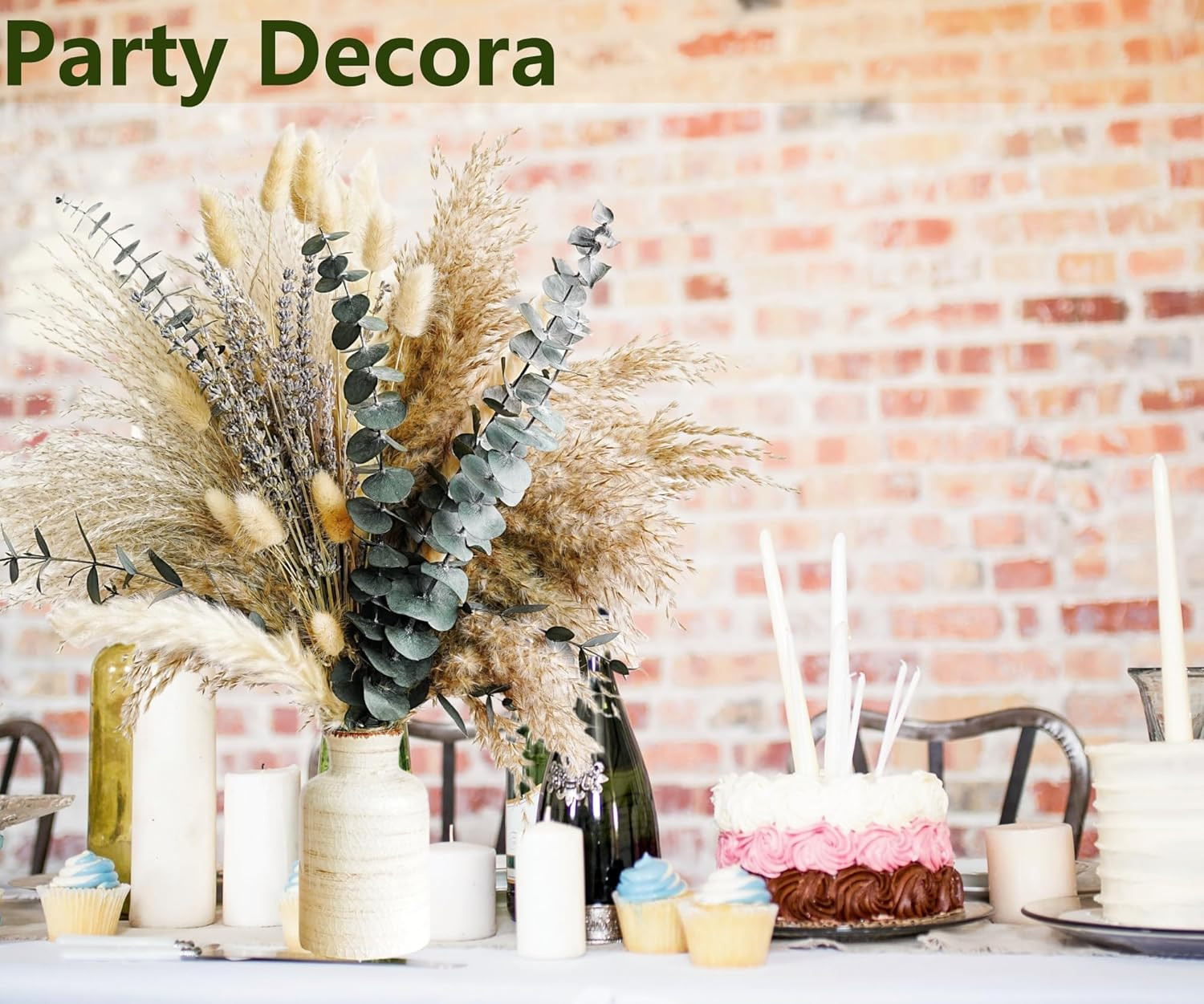 Green Pampas Grass Boho Bouquet – Exquisite Lavender and Eucalyptus Dried Flower