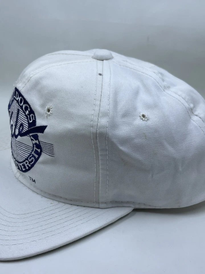 Vintage Yale Bulldogs Hat Cap SnapBack Men White Blue Script  Logo The Game tag - Image 3 of 4