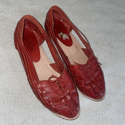 Footworks Women s Casual Shoes Size 6.5 M Red Leather Going Out Party Fun 