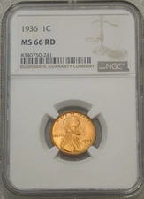 1936 P Lincoln Cent NGC MS66RD Bright Red Superb Luster, PQ New Holder #N186K