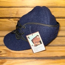Wyoming Traders Mackenzie Wool Hat Ear Flaps Australian Navy Size 7 Mens NEW