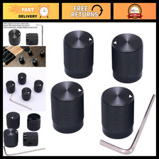 4pcs Black Aluminum Rotary Potentiometer Knobs for 6mm Shaft - Volume Control, A