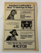 1982 KCET tv ad ~ BECKET Katharine Hepburn, NOVA, I REMEMBER NELSON