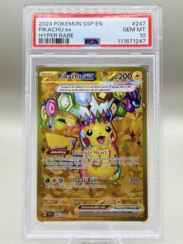 2024 POKEMON SSP EN-SURGING SPARKS #247 PIKACHU EX HYPER RARE PSA 10