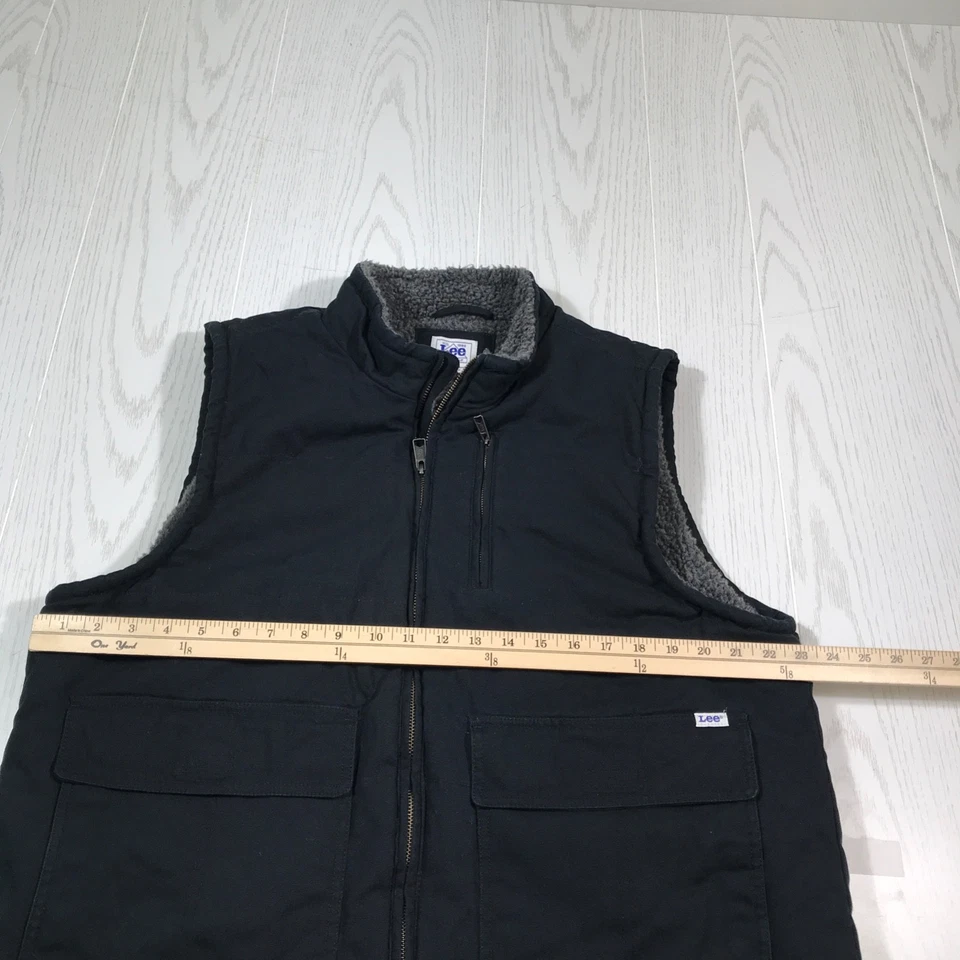 Chaleco Lee Workwear Para Hombres L Negro Cremallera Completa Forrado Sherpa Vellón Bolsillos con Cremallera Foto 3 de 4