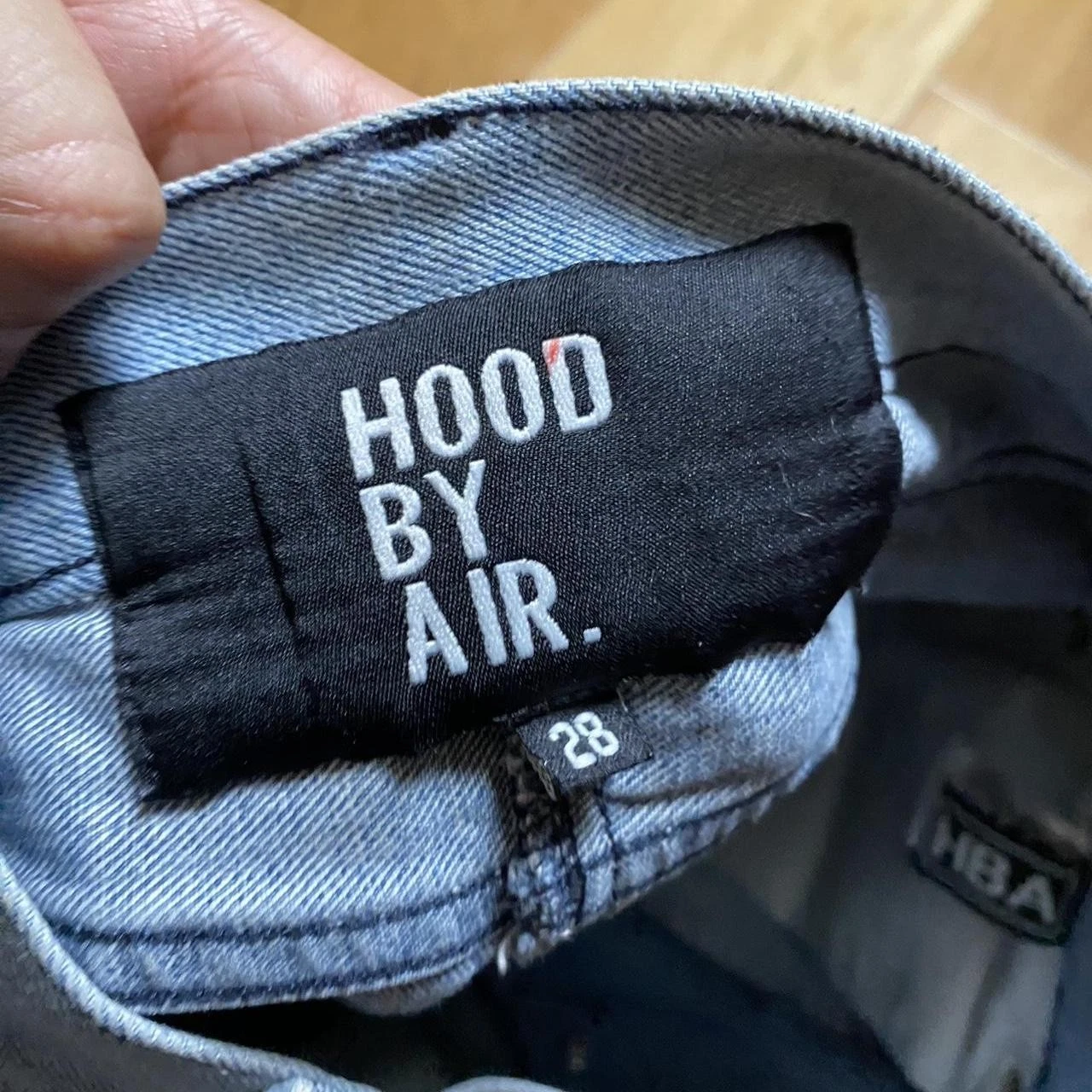 HBA (HOOD BY AIR) Jeans denim blu Hood By Air Ss 2014 uomo "Hba" con pannelli logo 28X32
