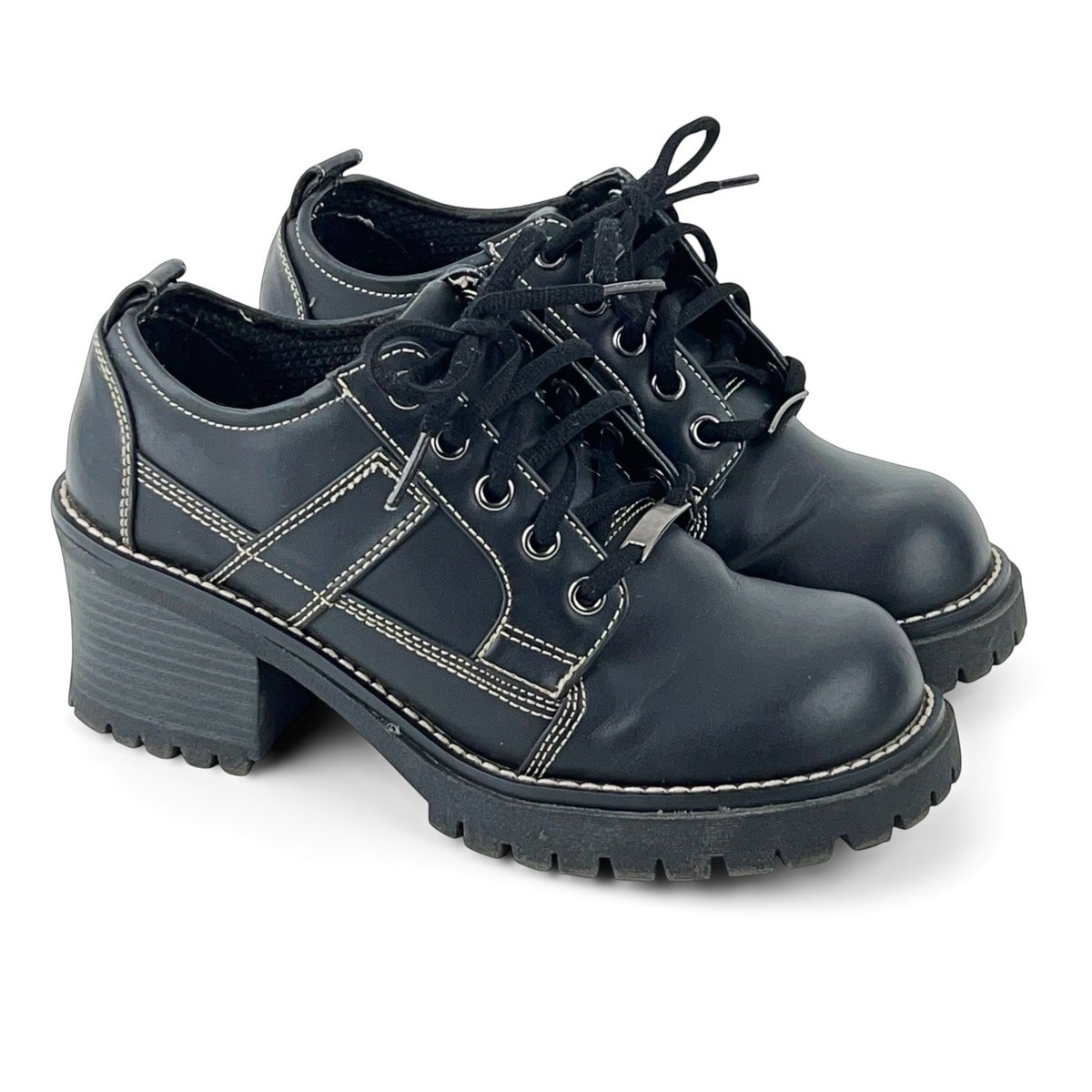 VINTAGE 90s Y2K Black Chunky Platform Oxfords Grunge Bratz