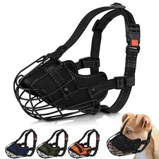 OOPSDOGGY Pitbull Dog Muzzle Reflective Metal Mask Secure Wire Basket Muzzles fo