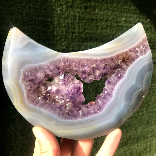 2PC 870G Natural Amethyst agate Moon Quartz Crystal Mineral Specimen Healing - Bild 3 von 20