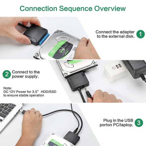 USB 3.0 zu SATA Konvertierungskabel SSD HDD Festplattenadapter (mit UK-Stecker) - Afbeelding 5 van 12