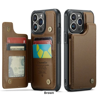 For iPhone 15 Pro Max Magnetic Business Wallet Flip Cellphone Case