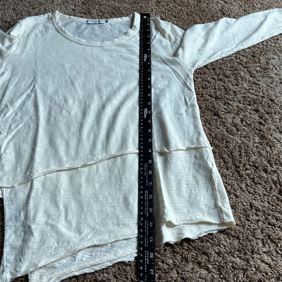 Mododoc Womens Lagenlook High Low Long Sleeve Top Shirt Size XS White - Image 4 of 4