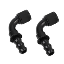 LokoCar 6AN 90 Degree Push Lock Hose Fitting End Fits 3/8" Rubber Fuel Line 2Pcs