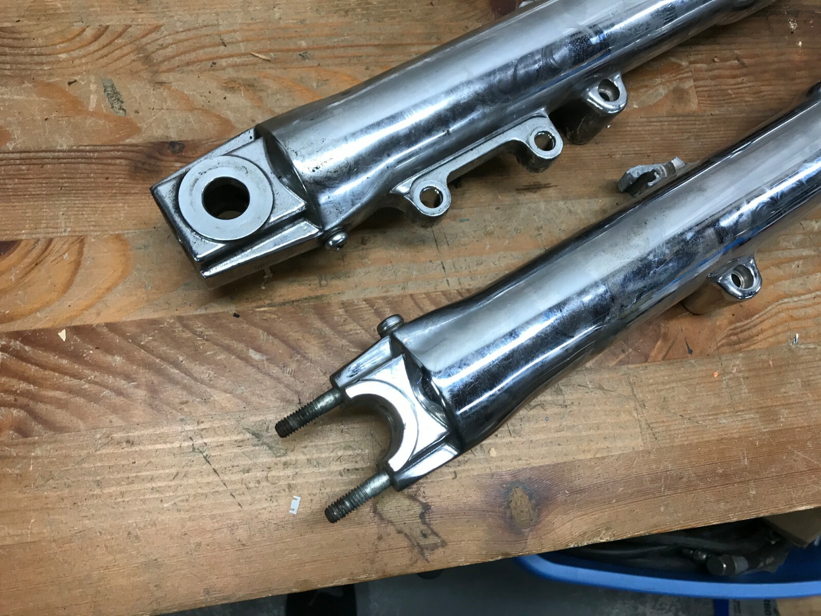 0710 Chrome Harley Fork Legs tubes & Sliders Heritage Fatboy Used