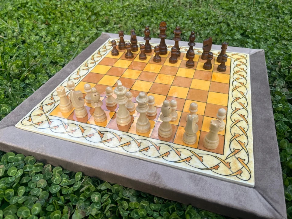 Tiled Chess Set w Wooden Chess Pieces - Ceramic Chessboard - Tiled Chess Board - Image 3 of 4