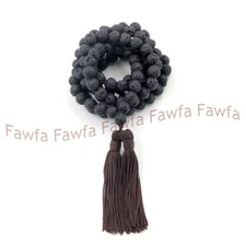 8mm Black Volcanic Lava Gemstone Tibet Buddhist 108 Prayer Beads Mala Necklace
