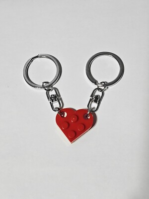 Lego Heart Keychain Set For Valentines Couples Gifts Cute Gift  