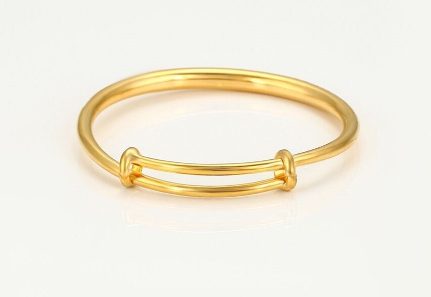 24ct 24k Yellow Gold Plated Baby Girl Toddler Bangle Bracelet 45mm 858